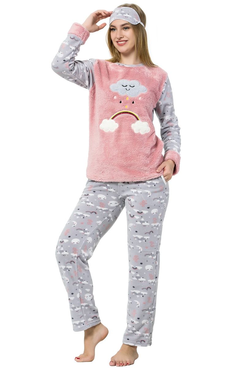 Теплая женская пижама SNY 7047 розовый Теплая женская пижама SNY 7047 розовый из 4
